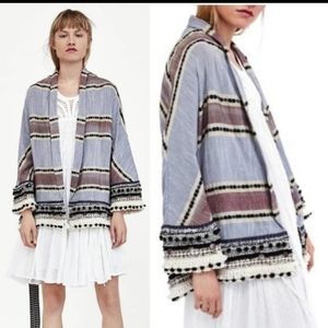 Zara Fringed Boho Southwestern Kimono Cardigan